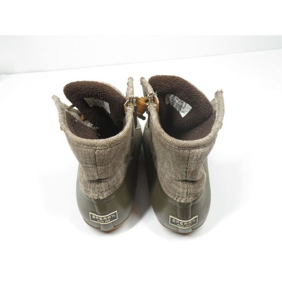 Sperry Saltwater Heavy Linen OLIVE Duck Boots Waterproof Rain Boots Women Size 7 - Picture 6 of 8
